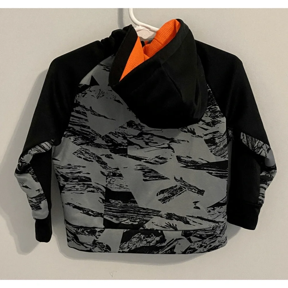 Nike Dri-Fit Camo Zip Up Sweatshirt Baby Infant 18m Black Gray Neon Orange